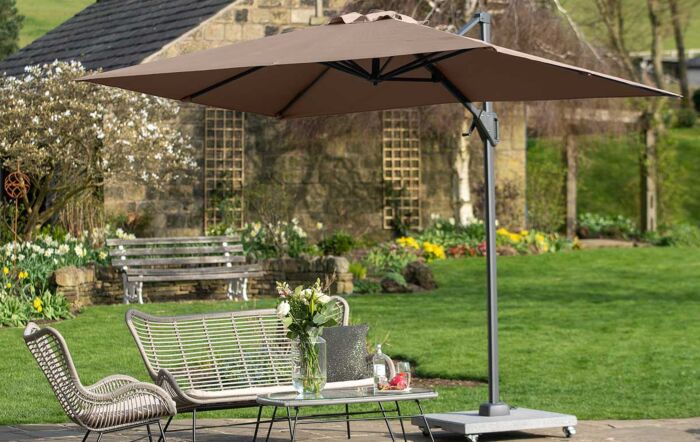 Platinum Voyager T1 3m x 2 m Rectangular Taupe Free Arm Parasol With 90kg Wheeled Base