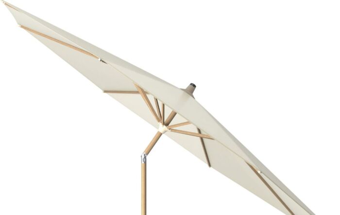 Platinum Riva 3mt Teak Champagne Parasol With 40kg Wheeled Base