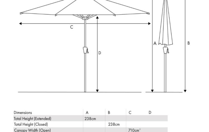 Platinum Riva 3mt Faded Black Parasol & 40kg Ceramica Wheeled Base