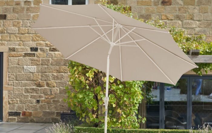 Platinum Riva 3mt Round Sandstone / Champagne Parasol & 25kg Base