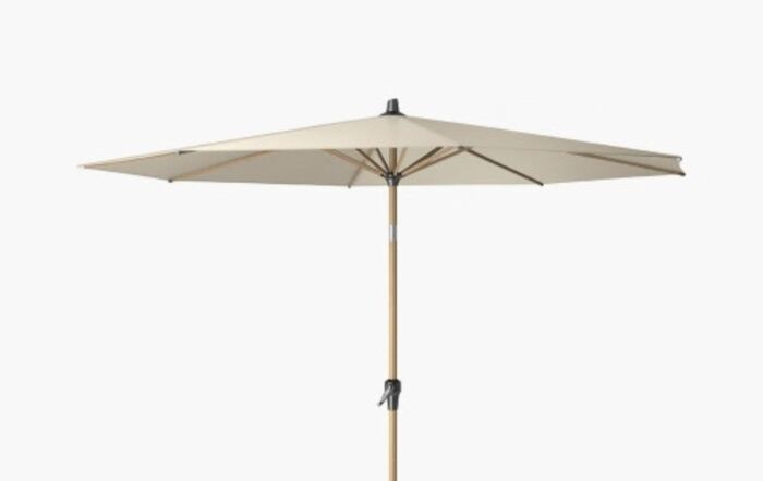 Platinum Riva 3m Teak Round Champagne Parasol And 15kg Base
