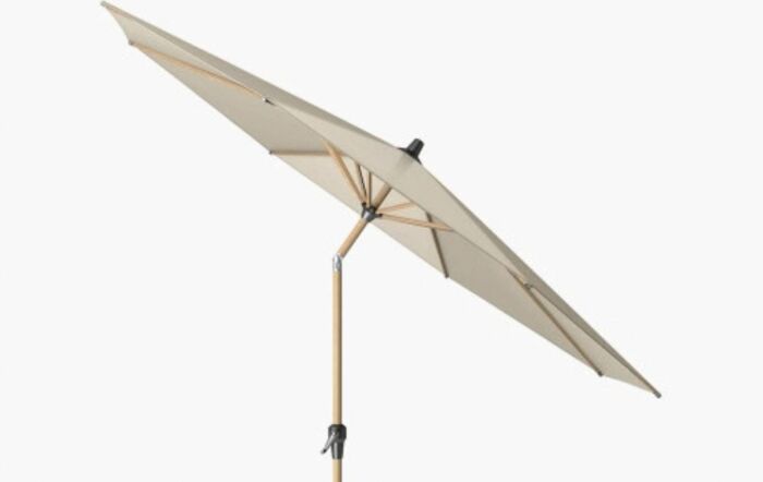 Platinum Riva 3m Teak Round Champagne Parasol And 15kg Base