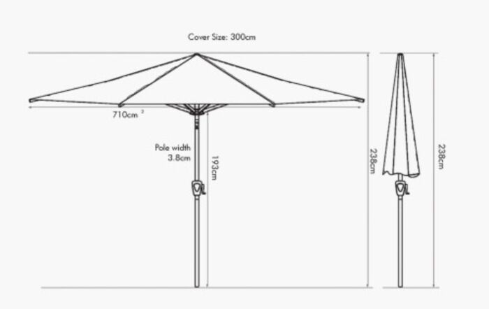 Platinum Riva Platinum Table Parasol - Grey 3 Metre 