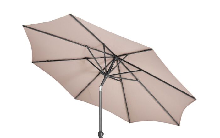 Platinum Riva 3mt Taupe Parasol & 40kg Ceramica Sandstone Wheeled Base