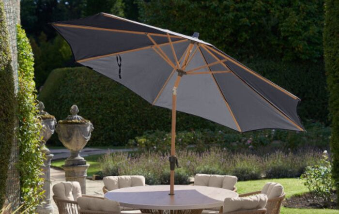 Platinum Riva 3mt Teak Anthracite Parasol & 40kg Wheeled Base