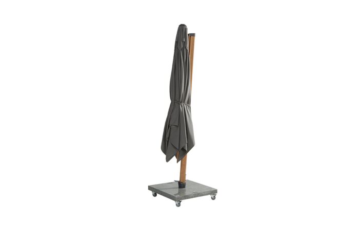 4 Seasons Outdoor Siesta Premium 3m Wood Effect Grey Parasol with 125kg Wheeled Base 