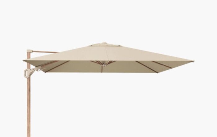 Platinum Challenger Teak Champagne T2 3m Square Free Arm Parasol & 90kg Wheeled Base