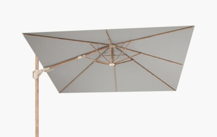 Platinum Challenger Teak T2 Manhattan Grey 3mt Square Free Arm Parasol & 90kg Wheeled Base