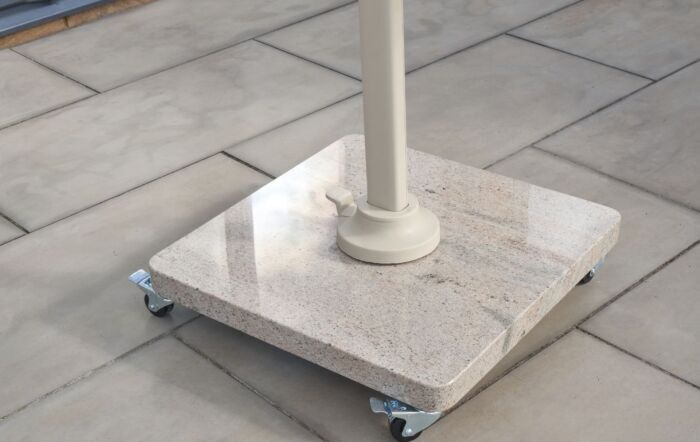 Platinum Glow Challenger T2 3m Square Sandstone-Champagne Cantilever Parasol And 90kg Wheeled Base