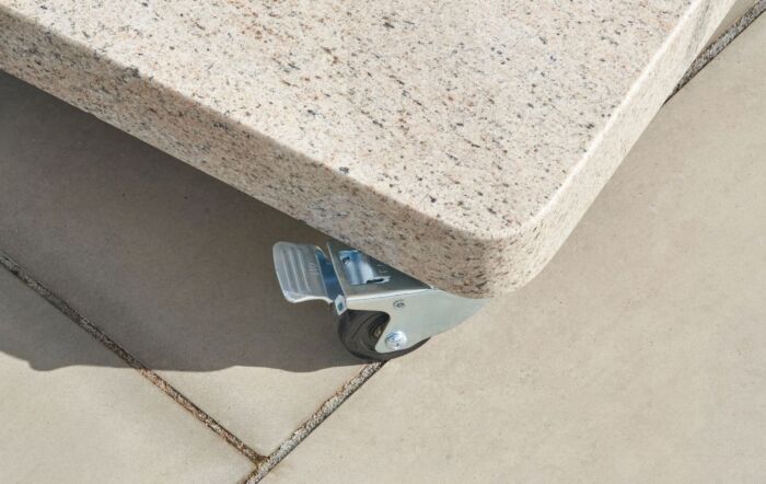 Platinum Venezia Round Edge Granite 120kg Wheeled Parasol Base Sandstone