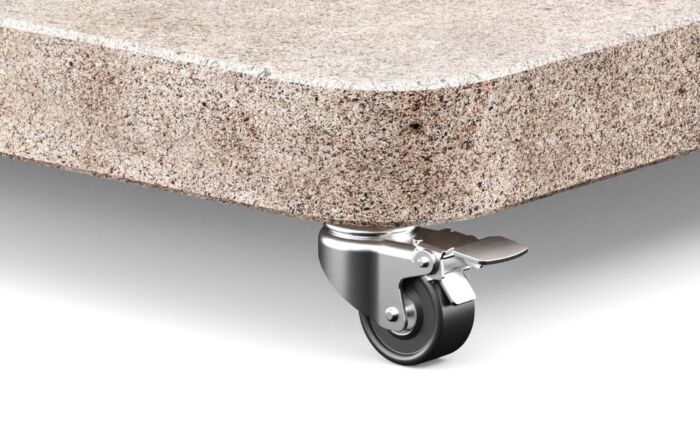 Platinum Venezia Round Edge Granite 120kg Wheeled Parasol Base Sandstone