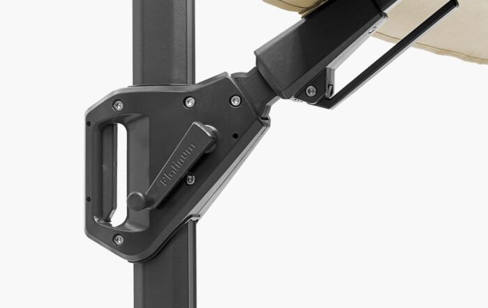 Platinum Voyager T2 Square 2.7m Champagne Free Arm Parasol & 90kg Wheeled Granite Base