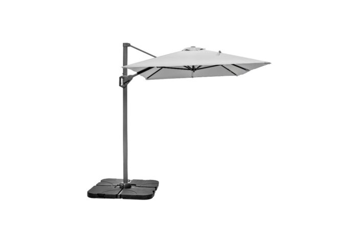 Platinum Voyager T1 3m x 2 m Rectangular Luna Grey Free Arm Parasol With 90kg Wheeled Base
