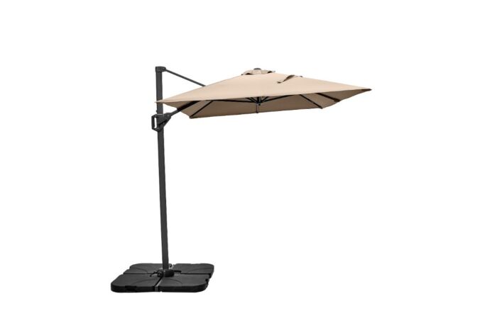 Platinum Voyager T1 3m x 2 m Rectangular Taupe Free Arm Parasol With 90kg Wheeled Base
