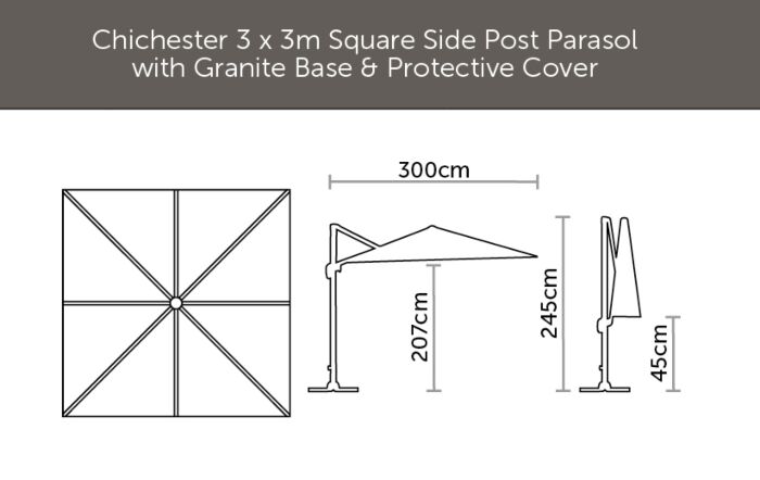 Bramblecrest Chichester 3M Square Handle - Includes Granite Base and Free Cover